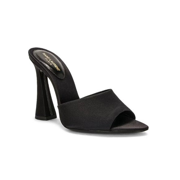 Saint Laurent Black Satin Mule Sandals w/ Box + Dustbags - Picture 1 of 10